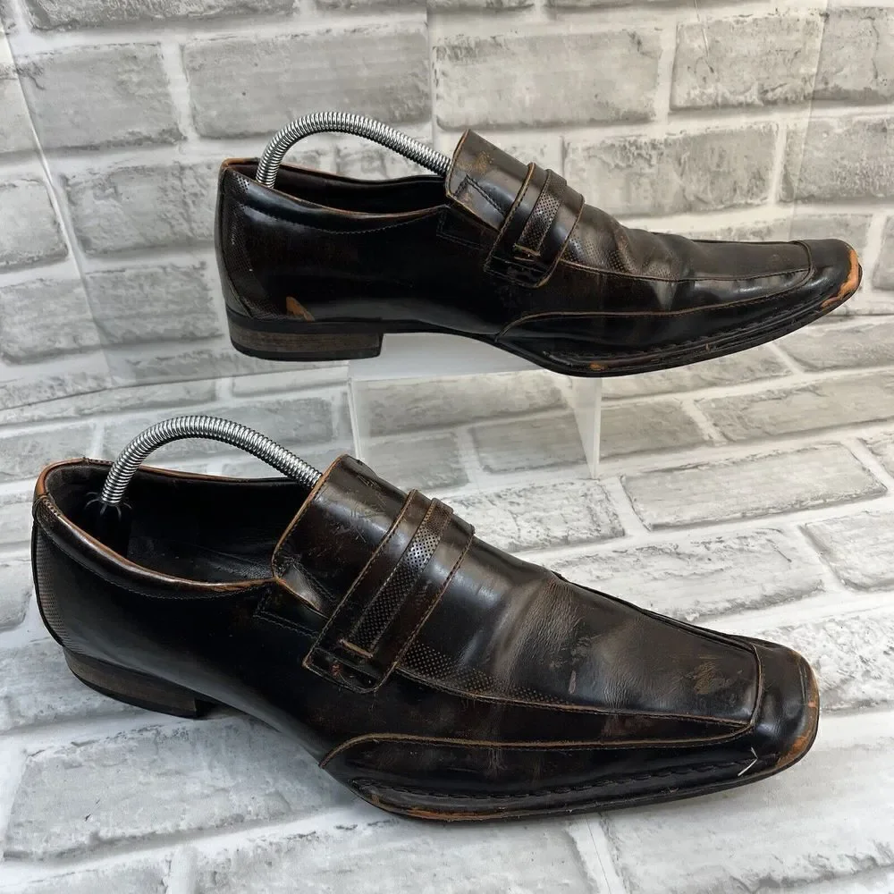 Giorgio Brutini Men’s 10.5 Brown Copper Leather Square Toe Loafer Dress Shoes
